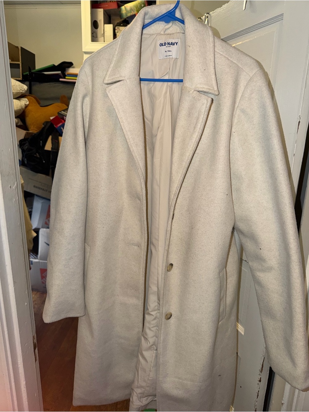 Old Navy Women’s Cream Wool-Blend Overcoat